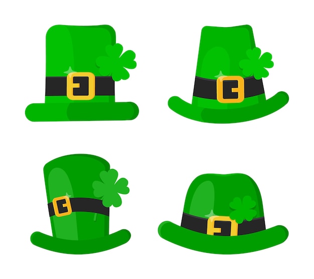 Saint Patrick Day leprechaun green hat set