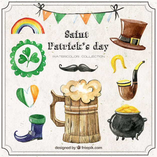 Saint Patrick Day Watercolor Elements