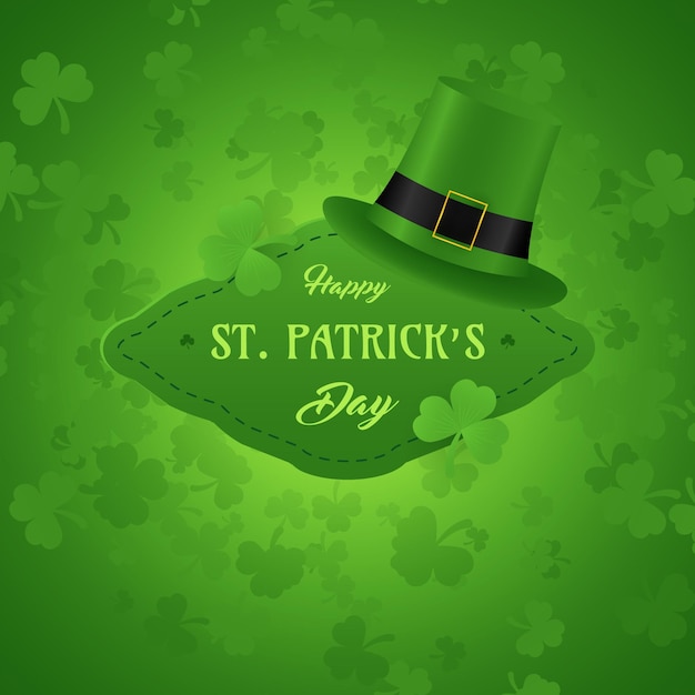 Vector saint patricks badge with hat social media template