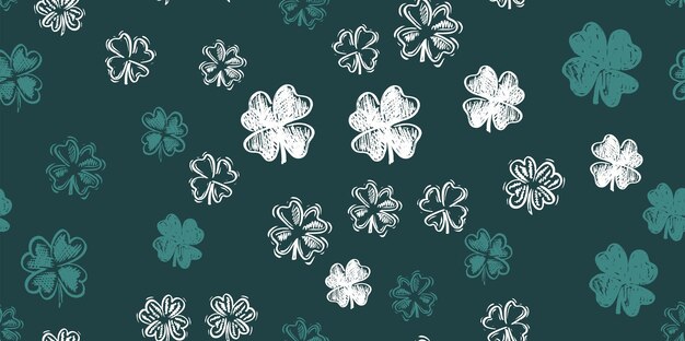 Saint Patricks Day, clover pattern, hand drawn illustrations.