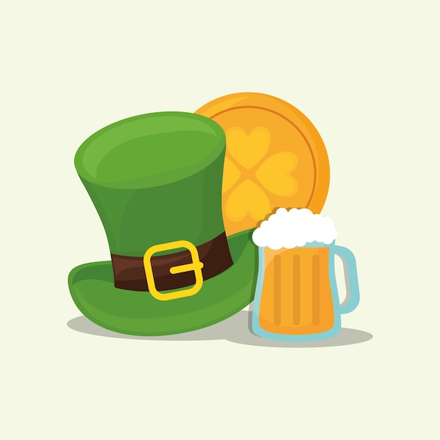 saint patricks day design with top hat and beer jar