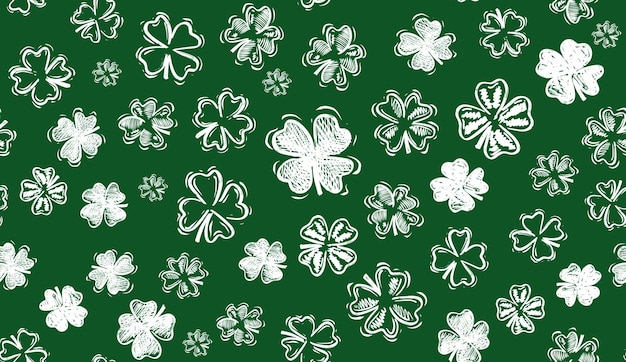 Saint Patricks Day festive background with flying clover