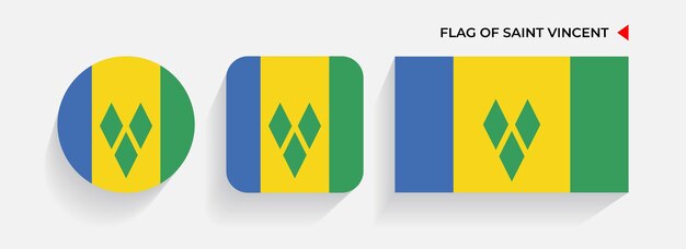 Saint Vincent flags arranged in round square and rectangular shapes