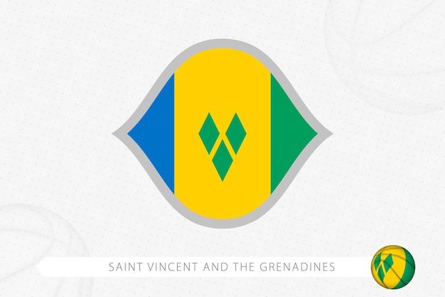 Saint Vincent and the Grenadines flag for basketball competition on gray basketball background.