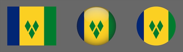 Saint Vincent and the Grenadines Flag Set Collection Vector