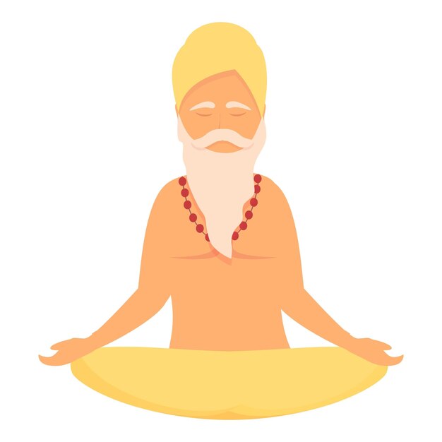 Vector saint yoga man icon cartoon vector rishi meditation calm people