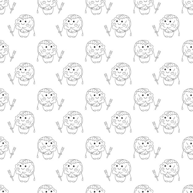 Sakura mochi pattern13 Seamless pattern with cute mochi character Doodle cartoon vector illustration