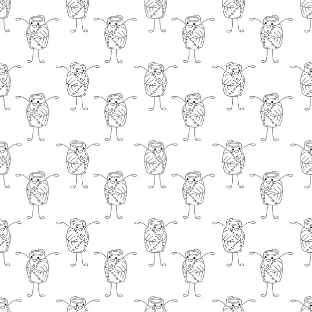 Sakura mochi pattern15 Seamless pattern with cute mochi character Doodle cartoon vector illustration