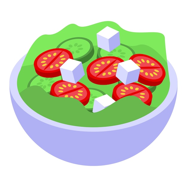 Salad bowl icon isometric vector Healthy veggies food