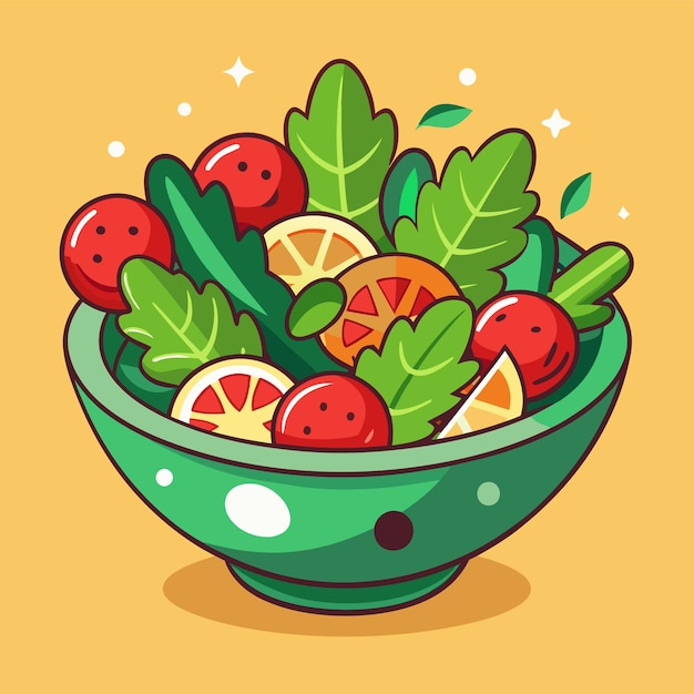 Salad clipart cartoon style vector illustration