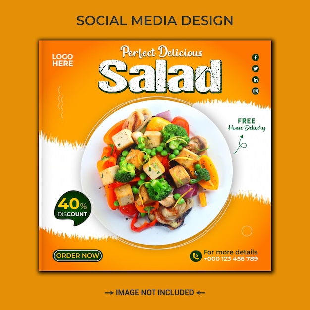 Salad promotion social media instagram post banner design template