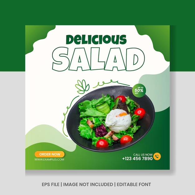 Salad promotion social media and Instagram post banner template