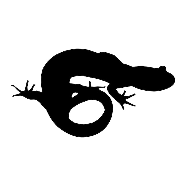 Vector salamander silhouette set collection isolated black on white background vector illustration