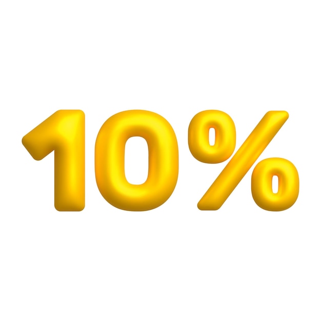 Sale 3D icon Golden glossy 10 percent discount vector sign 3d vector realistic design element