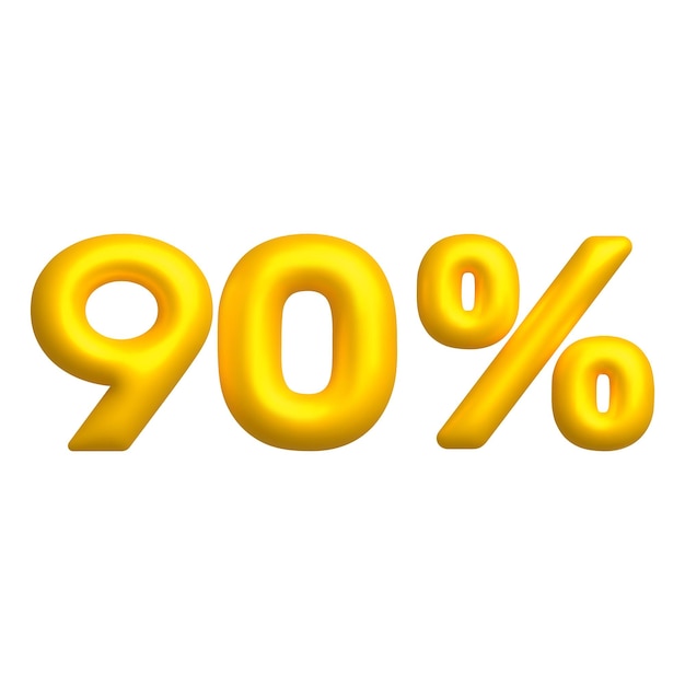 Sale 3D icon Golden glossy 90 percent discount vector sign 3d vector realistic design element