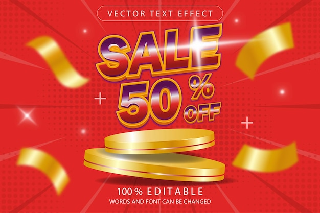 sale 50 off editable text effect template with podium