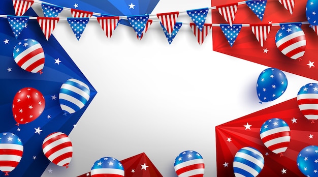 Sale background poster template for USA labor day celebration with American balloons flag,star and tools.