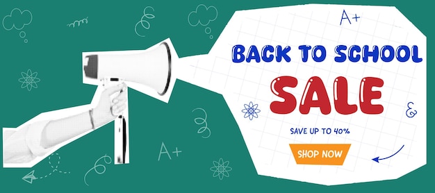 Vector sale banner back to school