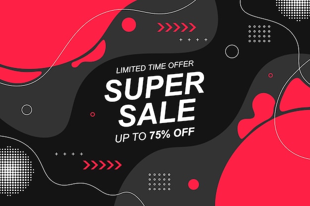 Sale banner background with wavy shape. Vector illustration.