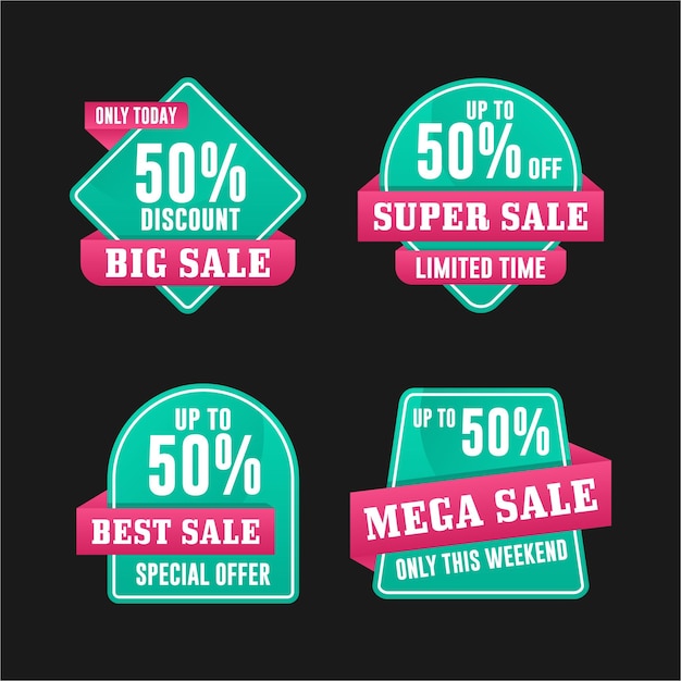 Sale Banner badge label promotion green pink color design collection