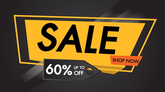 Sale Banner Black Background up to 60% off shop now.