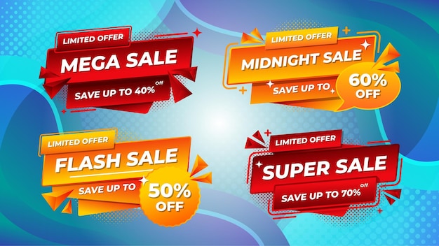 Sale Banner Collection with Abstract Background