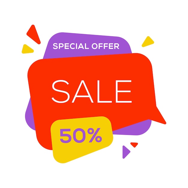 Sale banner design template Flat speech bubble