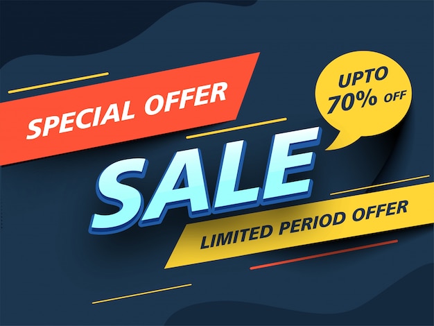 Sale banner design with Special Offer Up To 70% Discount Off Limited Period