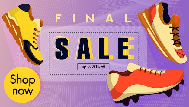 Sale banner. Sneaker shoes