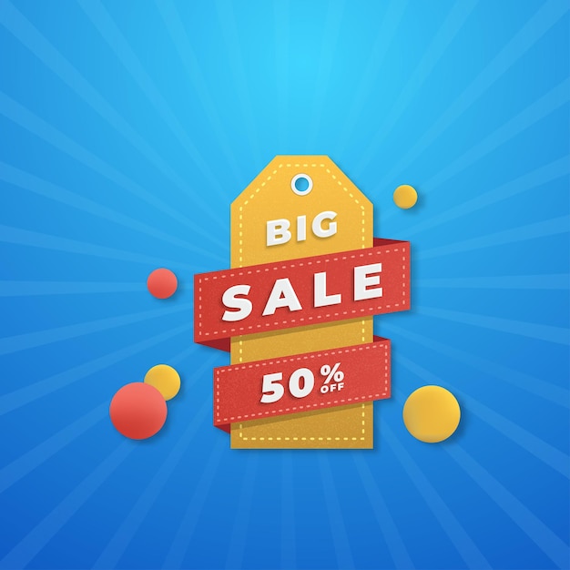 Sale banner template design Big sale special offer 50 off with tag price shape vector