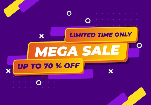 Sale banner template design. Mega sale special offer for promotion marketing web and print design.