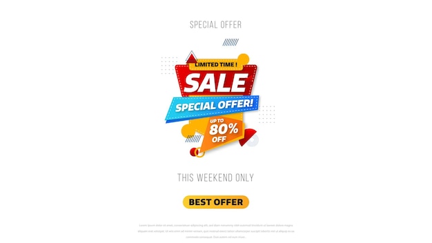 Sale banner template design with geometric background , Big sale special offer up to 80% off. Super Sale, end of season special offer banner. vector illustration.