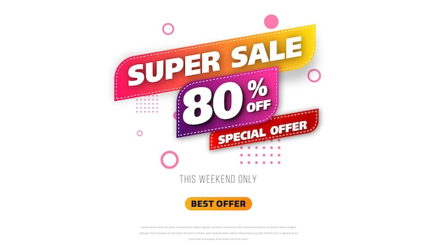 Sale banner template design with geometric background , Big sale special offer up to 80% off. Super Sale, end of season special offer banner. vector illustration.