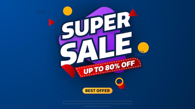 Sale banner template design with geometric background , Big sale special offer up to 80% off. Super Sale, end of season special offer banner. vector illustration.