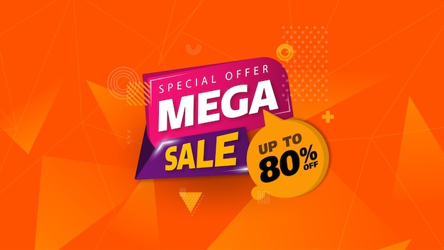 Sale banner template design with geometric background , Big sale special offer up to 80% off. Super Sale, end of season special offer banner. vector illustration.