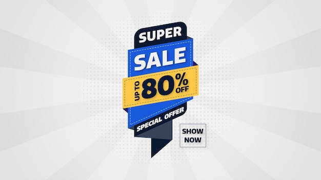 Sale banner template design with geometric background  Big sale special offer up to 80 off Super Sale end of season special offer banner vector illustration