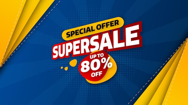 Sale banner template design with geometric background  Big sale special offer up to 80 off Super Sale end of season special offer banner vector illustration