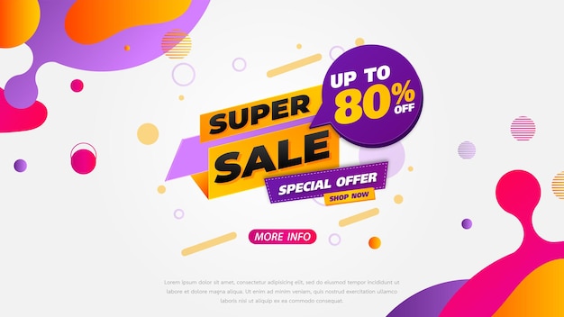 Sale banner template design with geometric background Big sale special offer up to 80 off Super Sale end of season special offer banner vector illustration