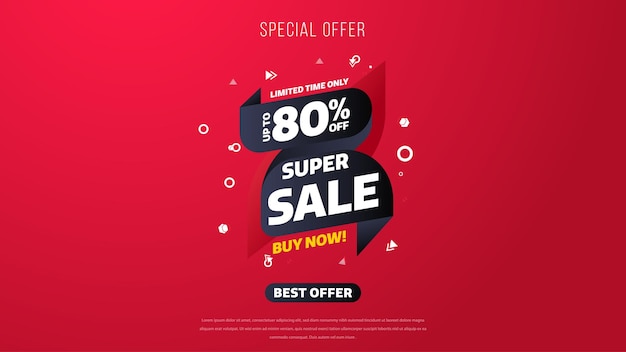 Sale banner template design with geometric background Big sale special offer up to 80 off Super Sale end of season special offer banner vector illustration