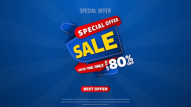 Sale banner template design with geometric background Big sale special offer up to 80 off Super Sale end of season special offer banner vector illustration