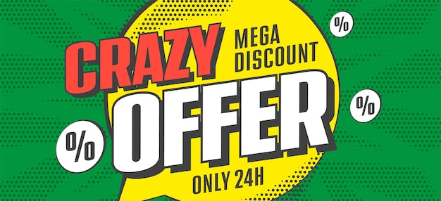 Sale banner with crazy offer mega discount