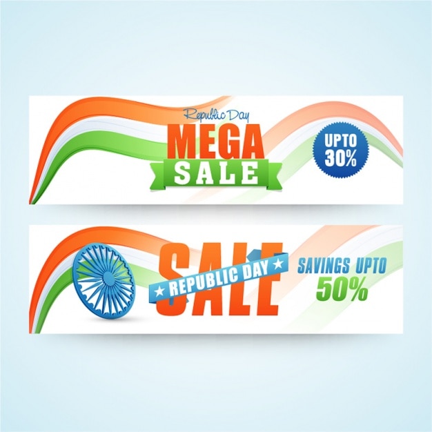 Vector sale banners with wavy lines for indian republic day