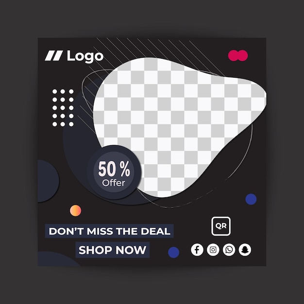 Sale concept post square template vector online shopping Instagram posts