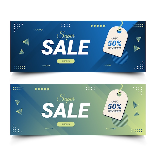 Sale discount banner set