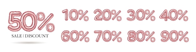 Sale discount bronze balloon percentage numbers icons