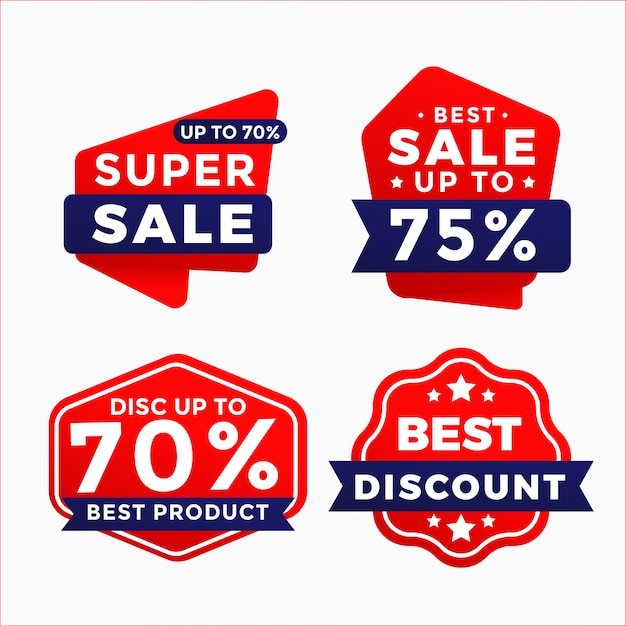 Sale Discount Labels Red Banner Tag Collection