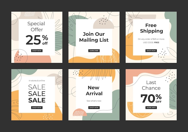 Sale and discount templates with abstract shapes