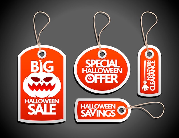 Sale Halloween concept design Tags Set red