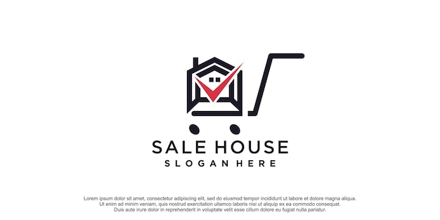 Sale house logo design with creative idea concept premium vector