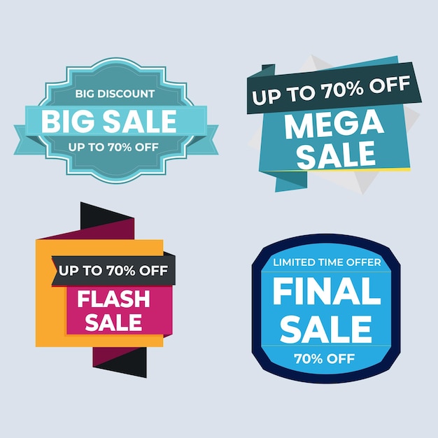 Vector sale label collection set set ribbon banner and label sticker sale offer and badge tag sale adverti